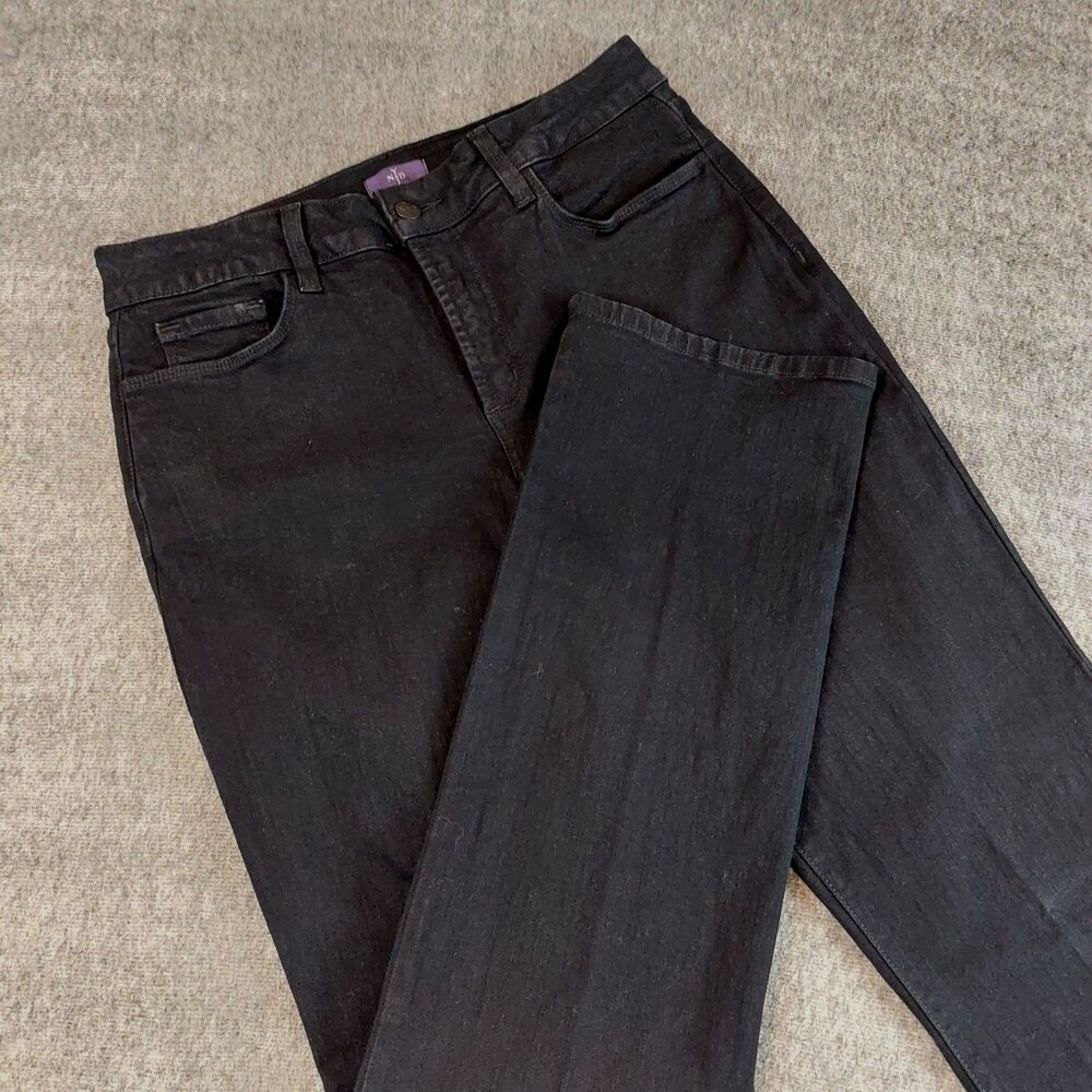 NYDJ Marilyn Straight Leg Jeans Women's Sz 10Short (Fit 30x30.5) Black USA Made